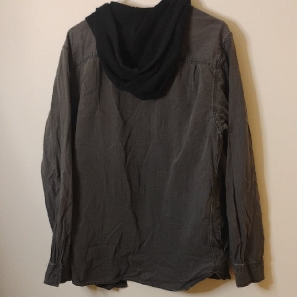 PacSun Charcoal Shirt Jacket with Black Hood - Picture 3 of 4